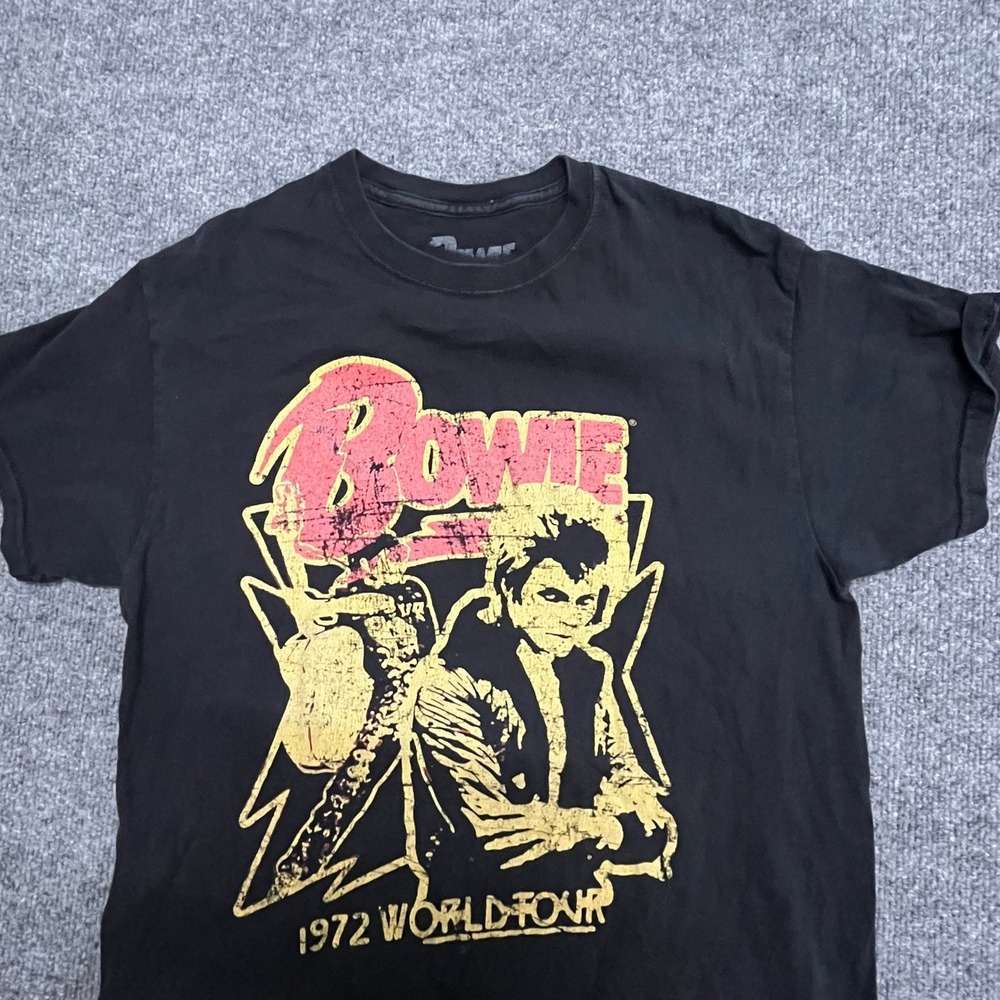 David Bowie T-Shirt Mens Size M Black 1972 World Tour Ziggy Stardust Graphic Tee